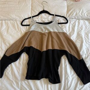 Women's Colorblock Cold shoulder top